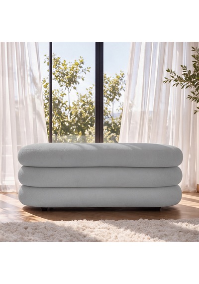 İnarch Dizayn Naturis Sandıklı Bench Depolama Alanlı Modern Puf Açık Gri