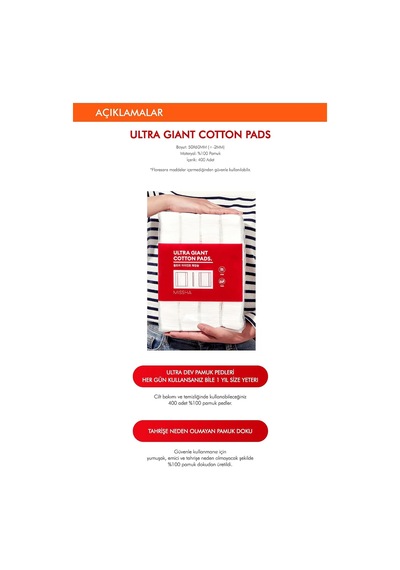 % 100 Pamuk Makyaj Temizleme Pedi Ultra Giant Cotton Pads 400 Adet