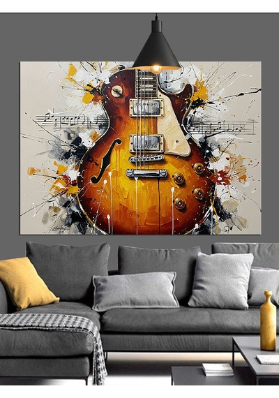 Soyut Gitar Sanat Boyama Dekoratif Kanvas - Mdf Ahşap Tablo