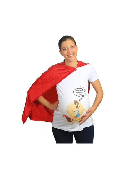 Mummy's Baby Hamile Tişört Mommy Fat Beyaz 8386