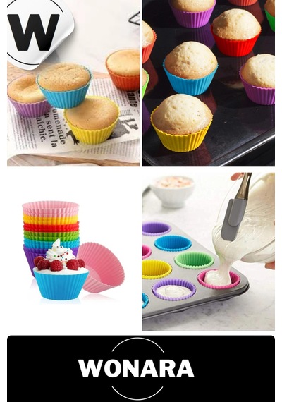 Premium Yüksek Isıya Dayanıklı Esnek Yapışmaz 12 Li Silikon Fırın Muffin Cupcake Kek Kalıp Seti