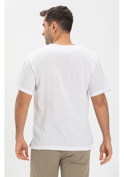 Kısa Kol Şile Bezi Zımbalı Erkek Tshirt Beyaz 3001