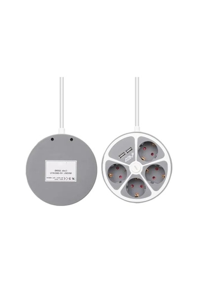 4 Prizli Anahtarlı Grup Priz - 2 Usb, 1.5 Metre 0
