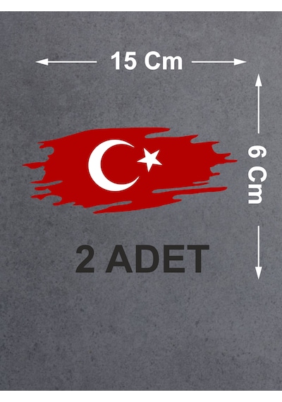 Yırtıklı Tırtıklı Türk Bayrağı, Ayyıldız, Araba Oto Motosiklet Karavan Sticker 02516 15x6 Cm