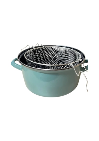Lüks Emaye Kızartma Tenceresi 22 Cm Yeşil