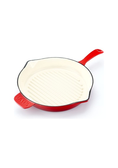 Lava Döküm Yuvarlak Izgara Tavası Döküm Demir Yekpare Saplı Edition Serisi Çap(Ø)28cm.