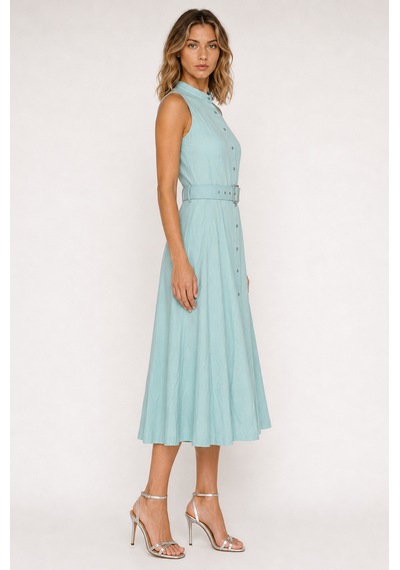 Glenda Mint Breeze Kemerli Midi Elbise