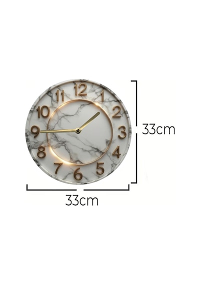 Mermer Desenli 3d Görünümlü Mdf Duvar Saati 33 Cm Şık Ve Modern Tasarım Sdw312 Renkli
