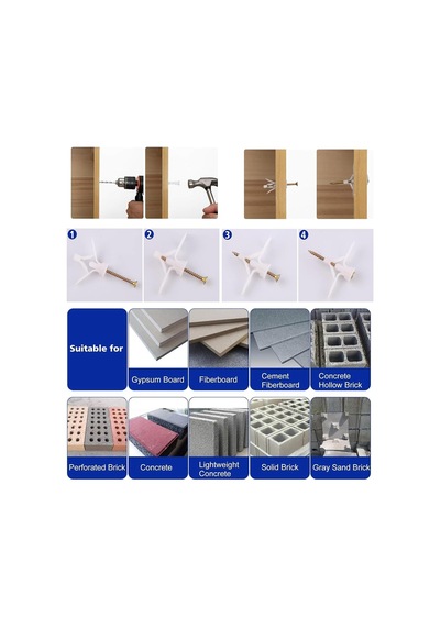 Tr Alçıpan Dübeli Ve Vida Seti, Dübel 4x33,5 Mm Vida 4x50 Mm 10'lu