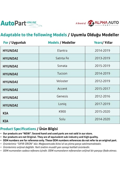 Hyundai, Kia İçin Davlumbaz Klipsi- 10'lu