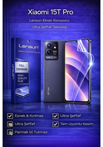 Lensun Xiaomi 15t Pro Ultra Şeffaf Esnek Ekran Koruyucu Film