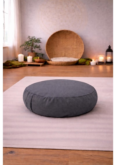 Zafu Yoga Meditasyon Minderi - Yuvarlak Meditasyon Minderi Antrasit