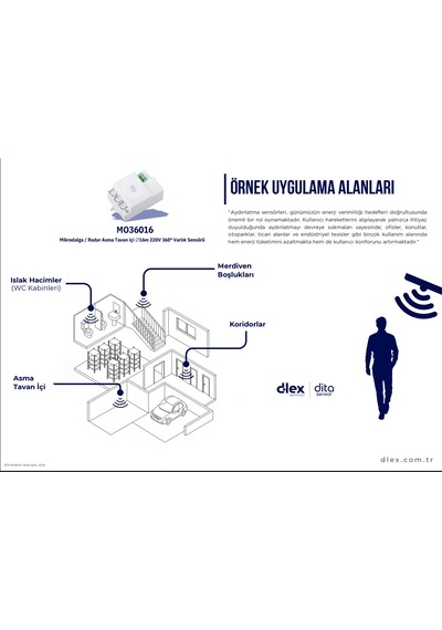 Dita Mo36016 Mikrodalga / Radar Asma Tavan İçi 360 Varlık Sensörü