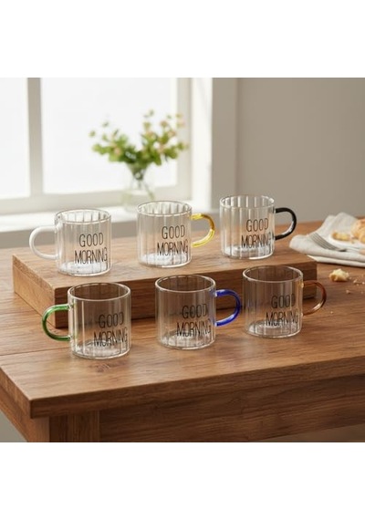 Tr 6'li Borosilikat Cam Espresso Ve Türk Kahvesi Fincanı Seti 90 Ml - Düz Ve Rölyefli Seçenekli Tabaksız Mini Ku Genel