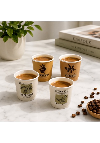 Mien Art 4'lü Espresso Bardağı 90cc , Kulpsuz Kahve Fincanı Çok Renkli