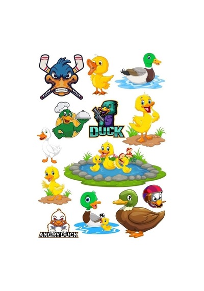 Ördek Temalı Sticker Set-1 13 Parça Telefon, Tablet, Defter, Laptop Sticker