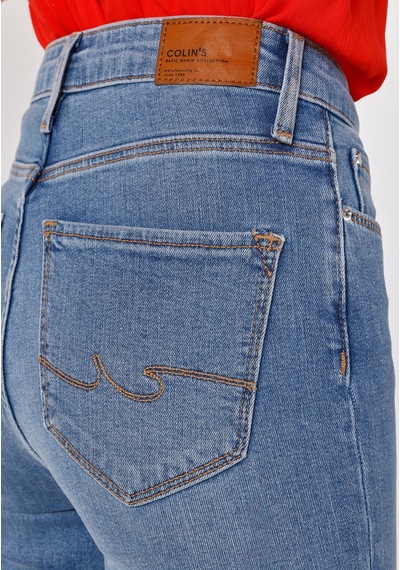 Colins 703 Carla Slim Fit Normal Bel Düz Paça Mavi Kadın Jean Pantolon Cl1058577 Denim