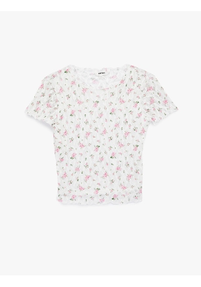 Koton Çiçekli Beyaz Kadın T-shirt 6sak50014uk Beyaz