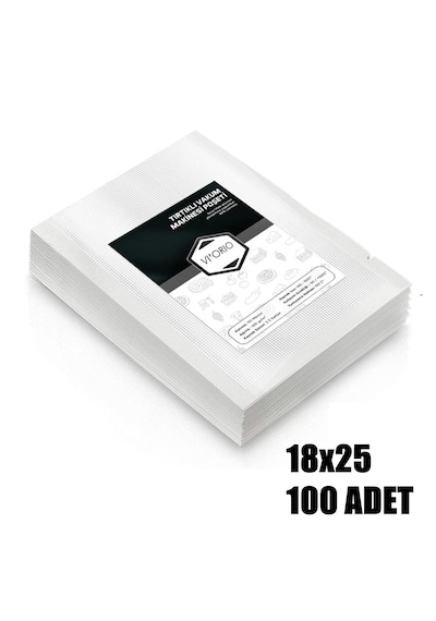 Vı'orıo 18x25 Tırtıklı Vakum Makinesi Poşeti 100 Adet