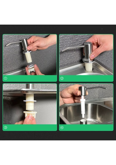 Güncelçarşı Paslanmaz Çelik Sıvı Sabunluk Pompası Lavabo Tezgah Altı Mutfak Lavaboları Banyo Tezgahlar Fırçalanmış Nikel