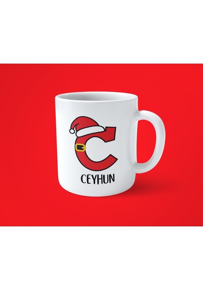 Yeni Yıla Özel C Harfli İsimli Noel Konseptli Fotoğraflı Kupa Bardak 07 Beyaz