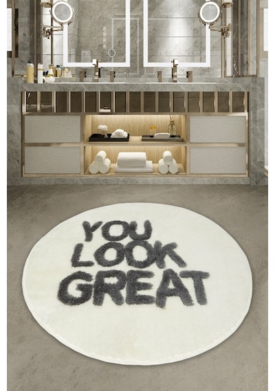 Great Beyaz 90X90 Cm Banyo Paspası, Banyo Halısı