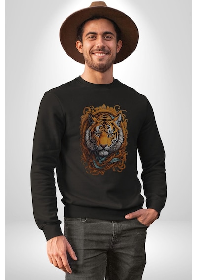 Kaplan Süs Unisex Siyah Baskılı Sweatshirt Siyah