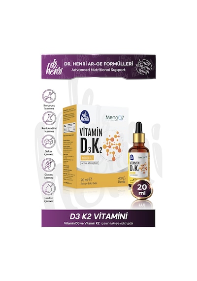 Dr. Henri D3 K2 Vitamini İçeren Takviye Edici Gıda 20 ML