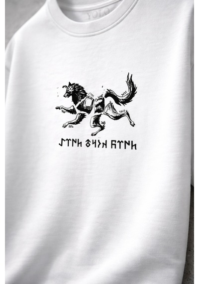 Yolo Street %100 Pamuk 250 Gsm Oversize Beyaz Tişört Kurt Desenli Kurt-türk-töre Yazılı Beyaz