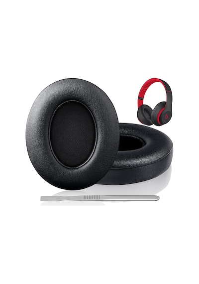 F Feych Beats Studio 3 & Beats Studio 2 B0500/ B0501 İçin Beats Studio Yedek Kulak Pedleri 2 Parça Gürültü Yalıtımı Rahat Bellek Köpüğü Kulak Yastıkları Siyah