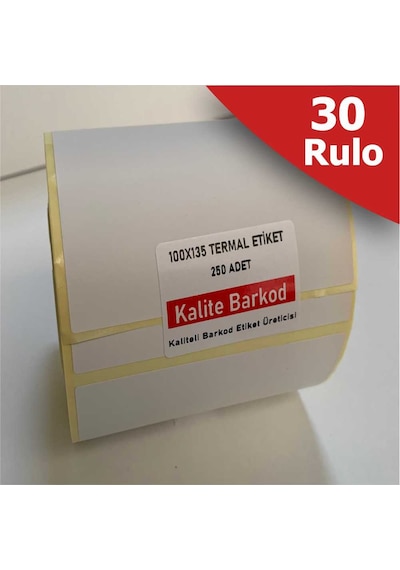 100X135 Termal Etiket 30 Rulo Barkod Etiketi Kalite Barkod