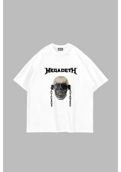 Startmore Adrift Megadeth Baskılı Beyaz Unisex Oversize Beyaz