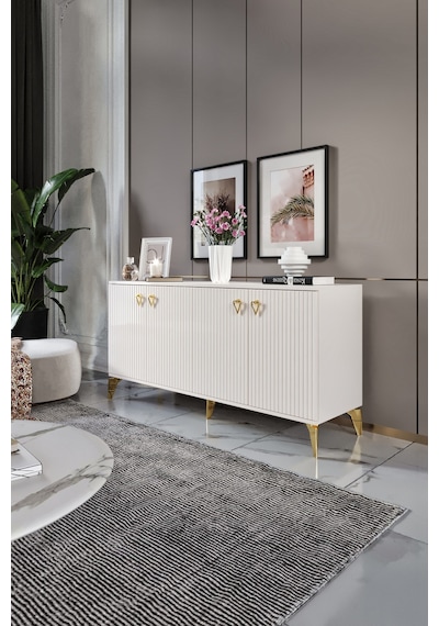 ZEUGMA KONSOL MDF MEBRAN KAPAK EKRU GOLD