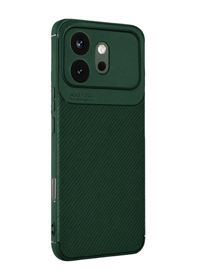 Huawei Honor 600 Uyumlu Auto Focus Karbon Kapak - Koyu Yeşil