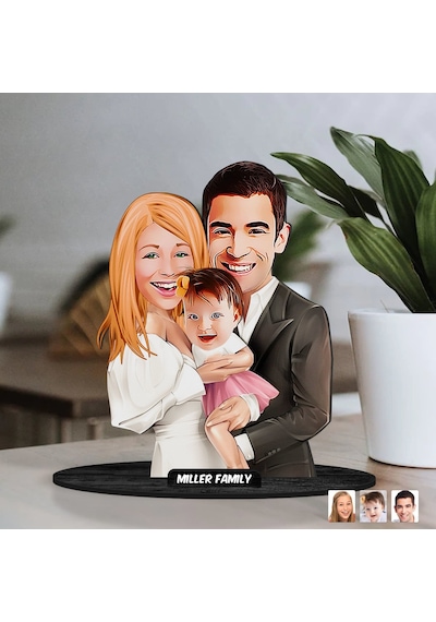 Kişiye Özel Aile Karikatürlü Ahşap Biblo Model-20 Babaya Hediye, Anneye Hediye, Ev Hediyesi Kobitmeyen138328 Bk Gift