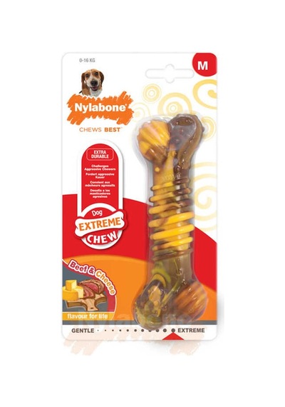 Nylabone Biftek ve Peynir Aromalı Köpek Çiğneme Çubuğu M