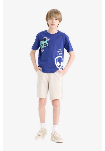 Defacto Regular Fıt Sweatshirt Kumaşı Şort Erkek Çocuk B5867A825SM Gri