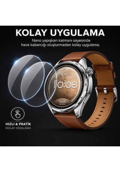Honor Watch 6 İle Uyumlu Ekran Koruyucu Nano Parlak 2 Adet -