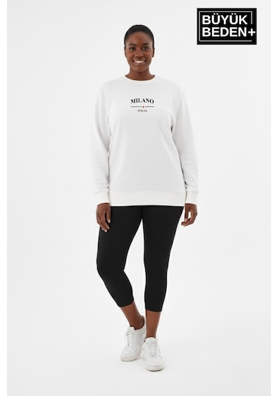 Süperlife Kadın Büyük Beden Milano İtalia Baskılı Bisiklet Yaka İnce Sweatshirt Spr26bswk956-9 Ekru Süperlife Kadın Büyük Beden Milano İtalia Baskılı Bisiklet Yaka İnce Sweatshirt Spr26bswk956-9 Ekru