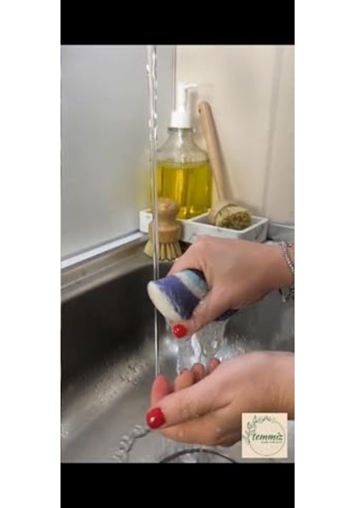 Magic Sponge Şişen Sihirli Sünger Nazar Boncuğu Desenli, Su İle Temas Ettiğinde Sünger Formunu Alır, Defalarca Kullanılabilir Sürdürülebilir