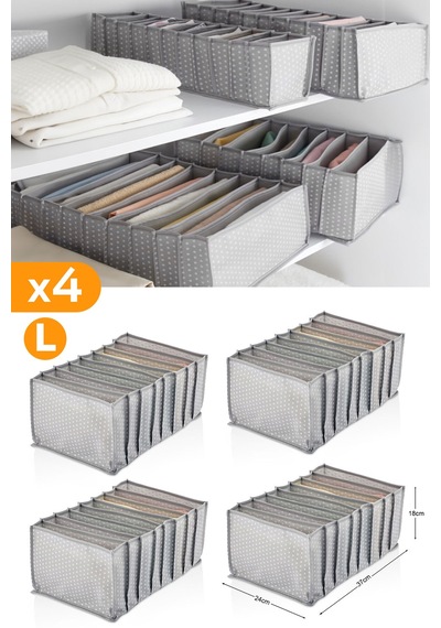 Serstil 4 Adet - 8 Gözlü Gri Benekli Çekmece İçi Düzenleyici Organizer Large Diğer