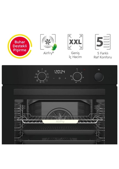 Simfer 0+10 Fonksiyon Steam Master Siyah 3'lü Ankastre Set 8244 Fırın + 3653 Ocak + 8678 Davlumbaz
