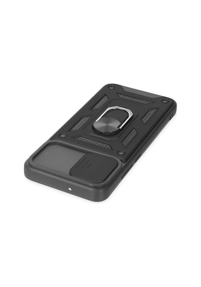 Samsung Uyumlu Galaxy A03 Kılıf Pars Lens Yüzüklü Silikon Siyah,
