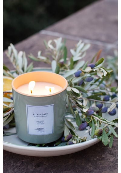 Rakle Le Jardin Citrus Sage Kokulu 2'li Mum Seti Yeşil 120 Gr - 200 Gr Renkli
