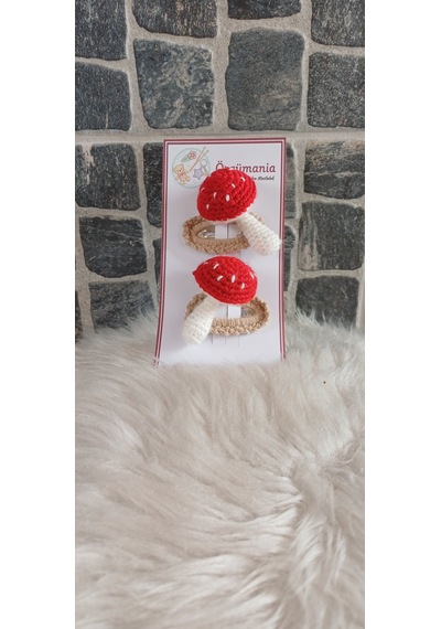 Çıtçıtlı Mantar Toka- Örgü Toka Kırmızı