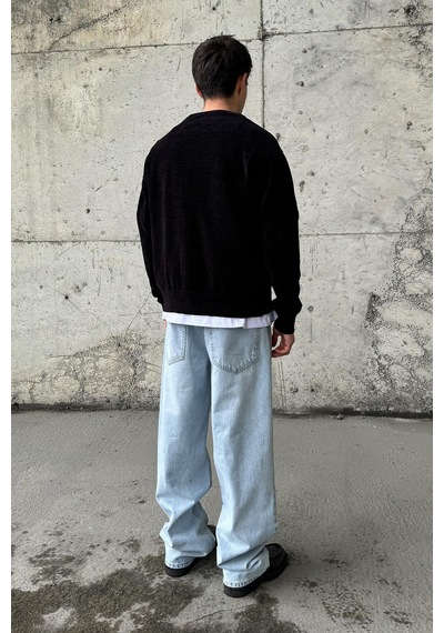 Flaw Soldurma Detaylı Baggy Jean Buz Mavi Buz Mavi