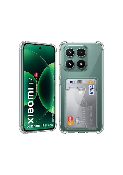 Xiaomi 17 Uyumlu Kartlıklı Kılıf Darbe Emici Köşe Korumalı Cüzdanlı Esnek Silikon Kapak Şeffaf