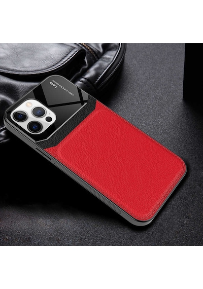 Apple Uyumlu  iPhone 12 Kilif Lens Deri Görünümlü Tpu Kapak 508580967