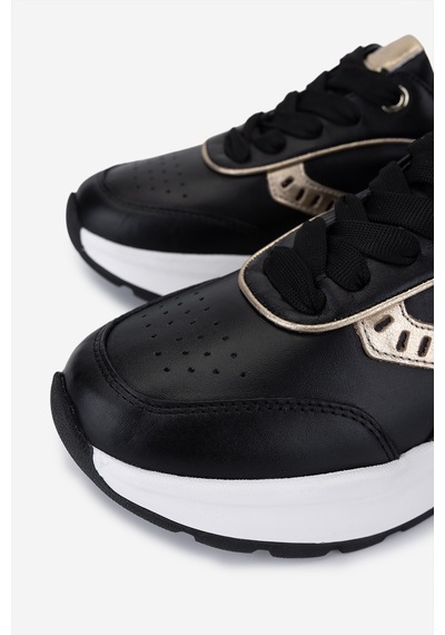 Valmenti Kadın Hakiki Deri Siyah Sneakers & Spor Ayakkabı 04 401 Bn Ayk Sk25-26 Syh/lıght Gold Siyah