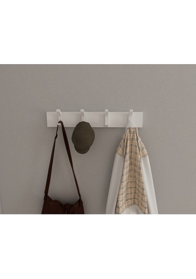 Hepsi3boyutlu Modern Duvar & Kapı Kanca Askılık - 4 Adet Beyaz Kanca Askılık - Model No : 2 Beyaz